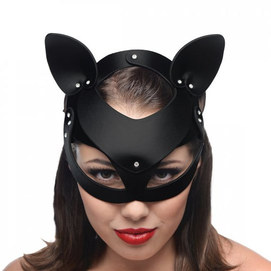 Feline Noir: Premium Leather Cat Mask