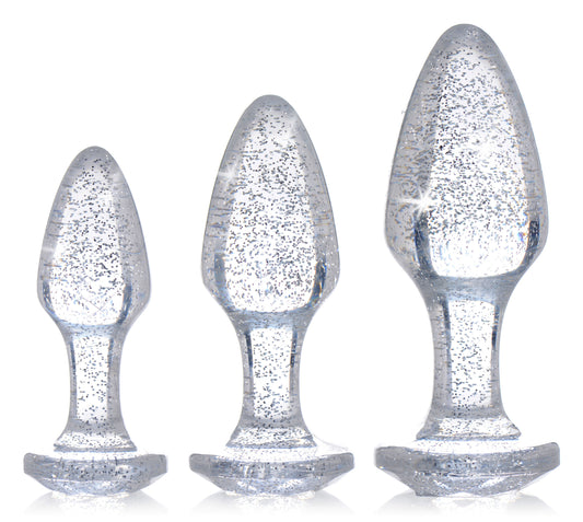 Éclat Argent: Silver Glitter Gem Anal Plug Set